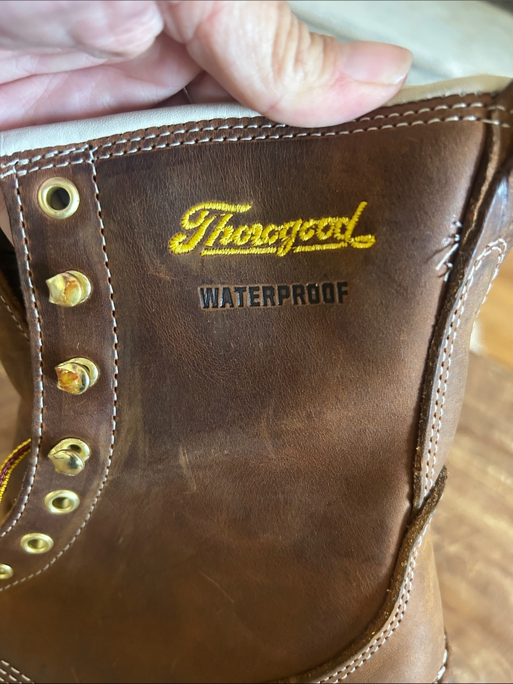 Thorogood Brown Moc Toe Work Boots - 1957 Series Men's Waterproof Lace-Up Size 8 - Picture 9 of 10